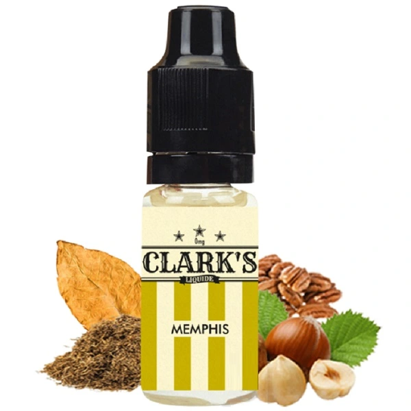 Ce E liquide Premium Memphis / Alabama de chez Clark's / Pulp est un tabac avec un arrière gout de fruits à coques.