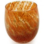 Photophore en verre soufflé de Murano couleur ambre avec sa bougie parfumée - www.boutiquestgermain.com