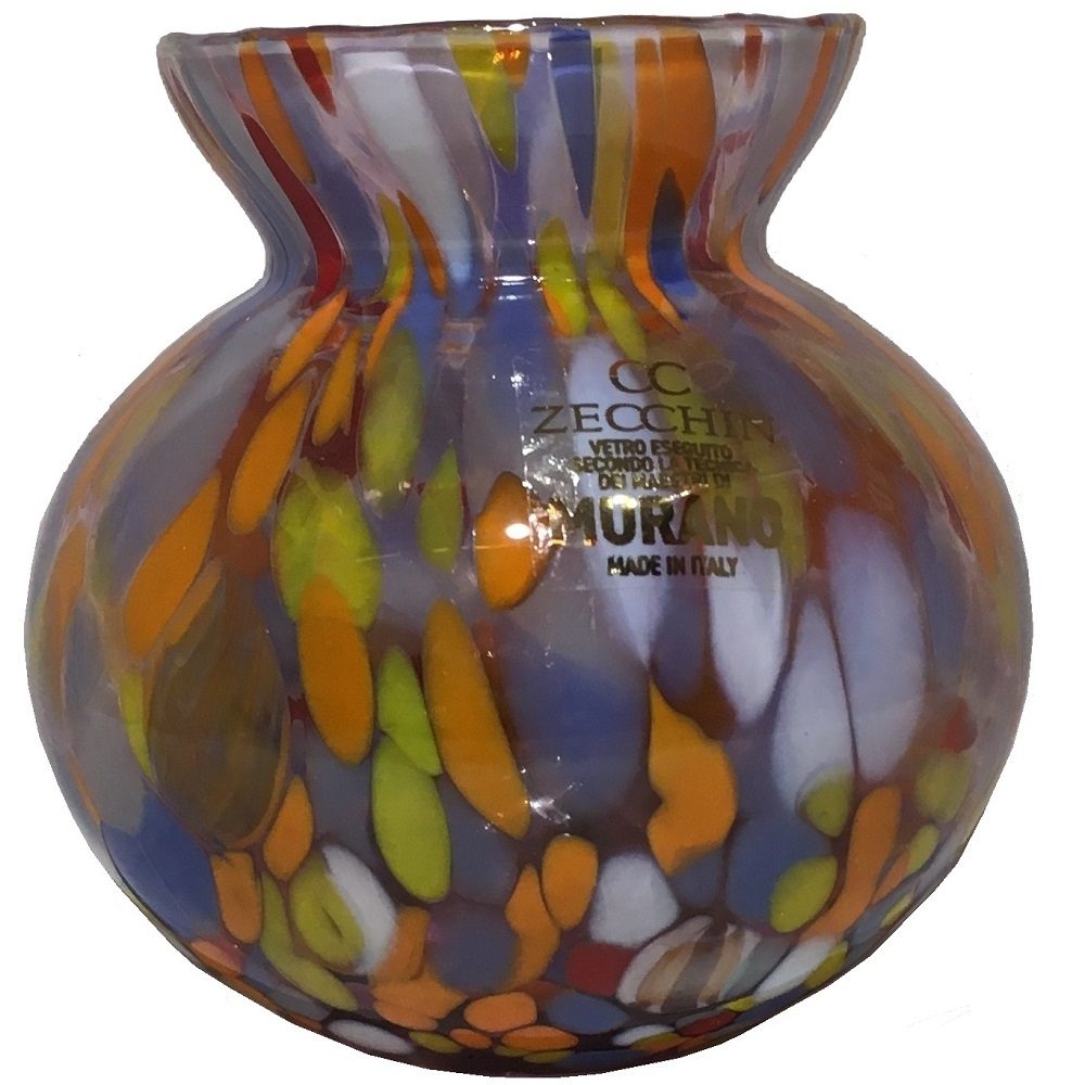 Vase En Verre De Murano GlassOfVenise - Couleur Violet/aqua, Hauteur 9,5 Pouces, Neuf