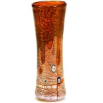 Vase orange en Verre et feuille en Argent - Murano - www.boutiquestgermain.com