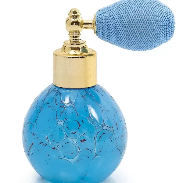 Flacon vaporisateur spray à parfum en Verre bleu ciel de Murano - www.boutiquestgermain.com