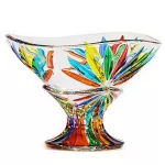 coupe en cristal sur pied de Murano avec des feuilles pour motifs - www.boutiquestgermain.com